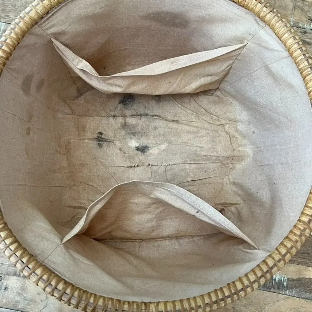 Vintage Nantucket Style Round Lined Woven Basket 15